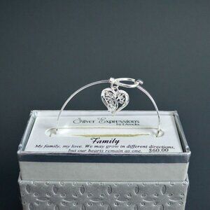 Silver Expressions by LArocks Silver Plated CZ Family Tree Bangle Bracelet New